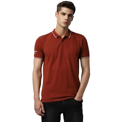 Louis Philippe Men Cotton Premium Solid Polo T-Shirt Slim Fit with Color Fastness