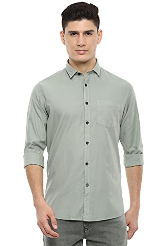Van Heusen Men’s Cotton Slim Fit Solid Casual Shirt