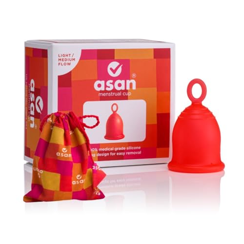 Asan menstrual cup light/medium flow – Easiest cup to insert & remove I Special ring design | Premium medical grade silicone I Designed in the USA…