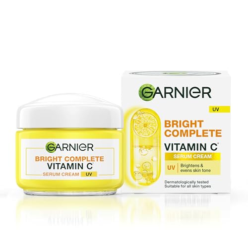 Garnier Skin Naturals Bright Complete Vitamin C Serum UV Cream, Vitamin C Day Cream for Sun Protection and Skin Brightening – Suitable For all Skin Types, 45g