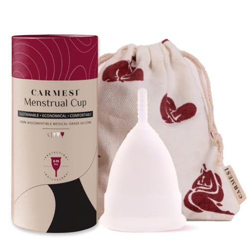 Carmesi Menstrual Cup for Women | Large Size – With Free Pouch | Rash-Free, Itch-Free, Odour-Free | 8-10 Hours of Leaks-Free Comfort | 100% Biocompatible Medical-Grade Silicone Cups