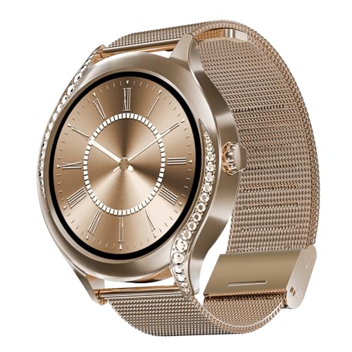 boAt Enigma Gem Women’s Luxury Smart Watch w/ 1.19” (3.02cm) AMOLED Display, Emergency SOS Live Location Sharing, Watch Face Studio, QR Tray, BT Calling, 700+ Active Mode, HR & SpO2 (Rose Gold)
