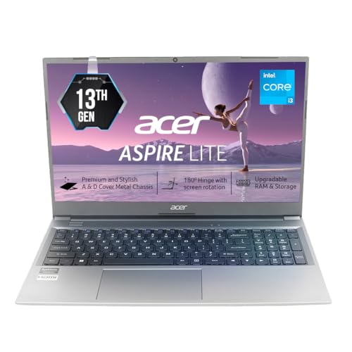 Acer Aspire Lite,13th Gen, Intel Core i3-1305U, 16GB RAM, 512GB SSD, Full HD, 15.6″/39.62cm, Windows 11 Home, Steel Gray, 1.59KG, AL15-53, Metal Body, 36 WHR, Thin and Light Premium Laptop