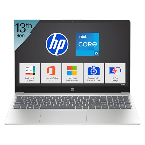 HP 15, 13th Gen Intel Core i5-1334U (16GB DDR4, 1TB SSD) FHD, Anti-Glare, Micro-Edge, 15.6”/39.6cm, Win11, M365(1yr)* Office24, Silver, 1.59kg, FD0552TU, Iris Xe, FHD Camera w/Shutter, Backlit Laptop