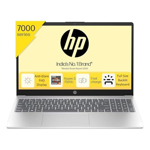 HP 15 AMD Ryzen 3 7320U (8GB Ram/512GB SSD/Fhd/15.6″ (39.6 Cm)/Backlit Keyboard/Windows 11/Ms Office 21/1.59Kg/Silver) Fc0026Au Laptop