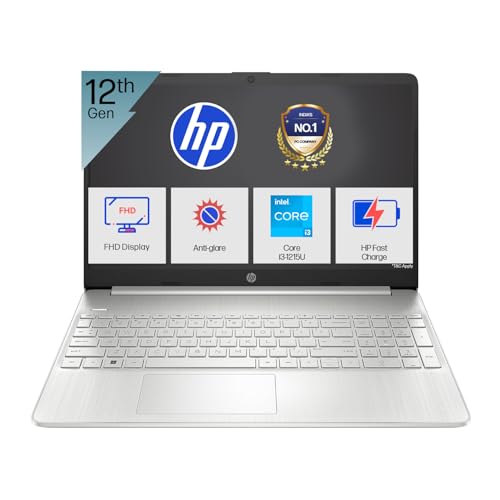 HP 15s, 12th Gen Intel Core i3-1215U (8GB DDR4, 512GB SSD) FHD, Anti-Glare, 15.6″/39.6cm, Win 11, Office 21, Silver, 1.69kg, fy5011TU, Intel UHD Graphics, HD Camera, Dual Speakers Laptop