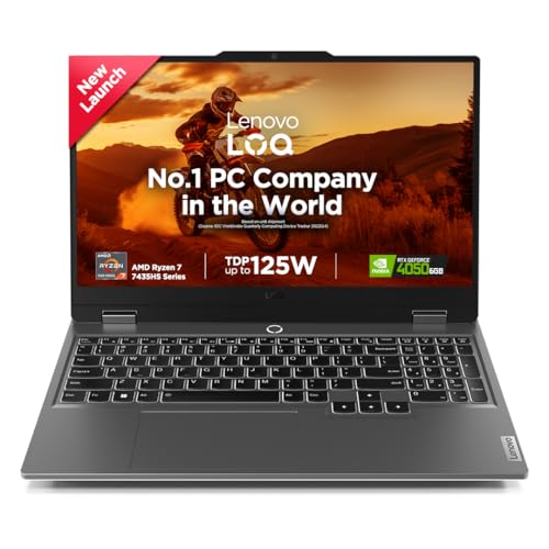 Lenovo Smartchoice LOQ AMD Ryzen 7 7435HS, NVIDIA RTX 4050-6GB, 24GB RAM, 512GB SSD, 15.6″/39.6cm, Windows 11, MS Office Home 2024, Grey, 2.4Kg, 83JC00EGIN, 100% sRGB, 3 Mon. Game Pass Gaming Laptop